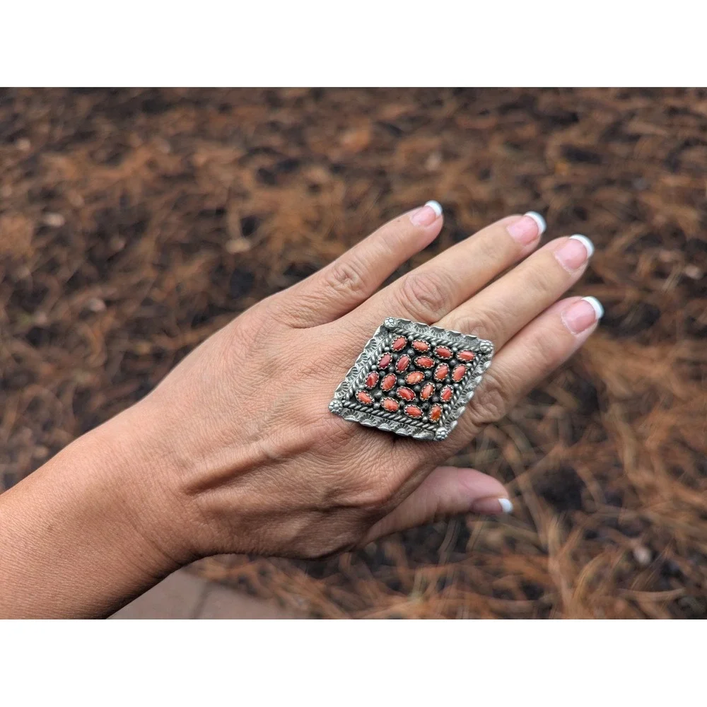 Vtg Navajo Ring‎ Marked Sterling Native Am Women's Jewelry Adjustable ***